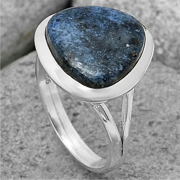 Natural blue Dumortierite gemstone ring size 8 - Picture 3 of 4